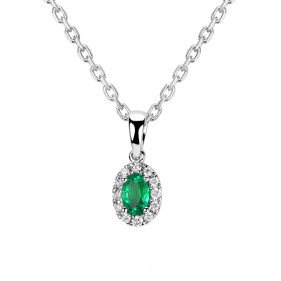 Diamond pendant with Emerald Princess