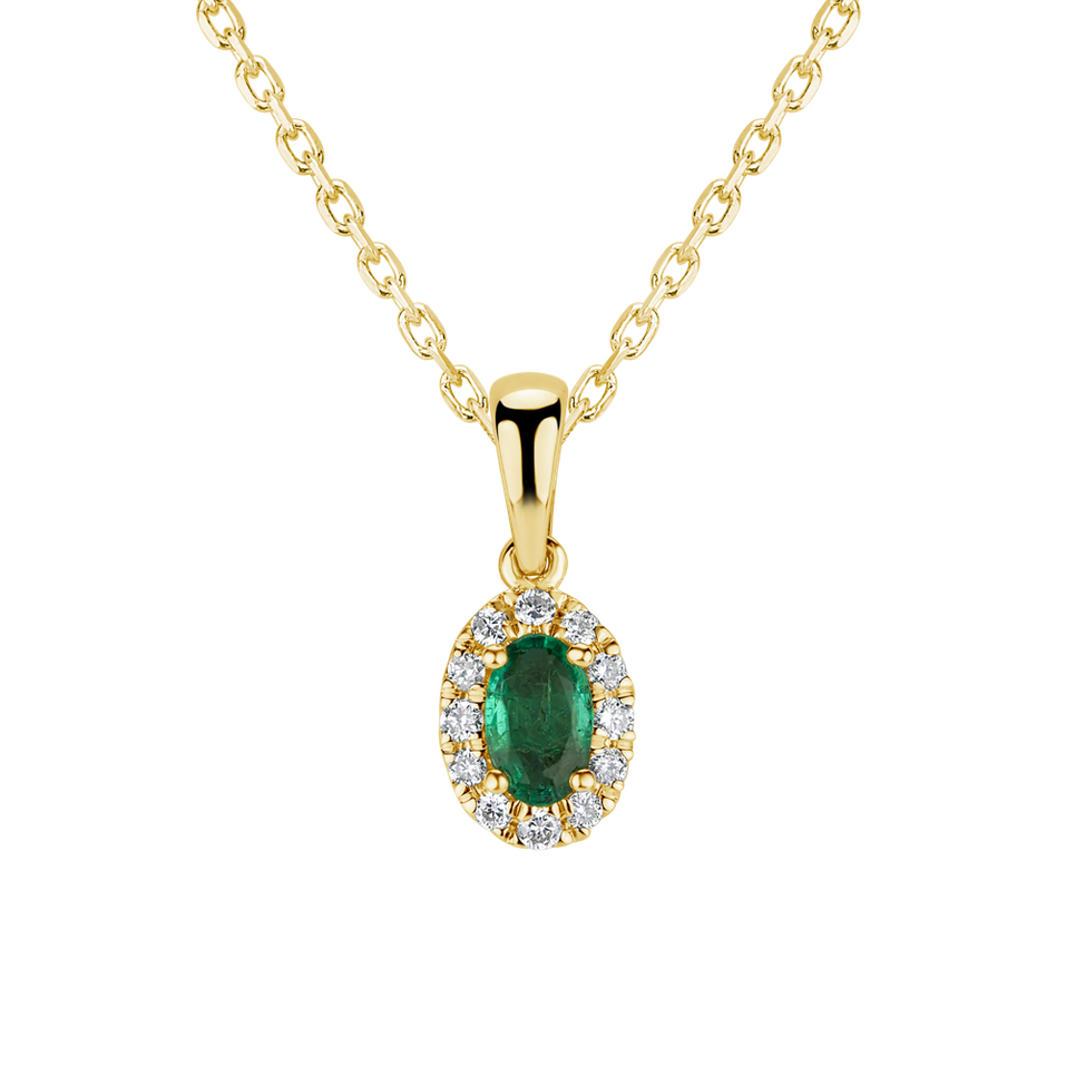 Diamond pendant with Emerald Princess