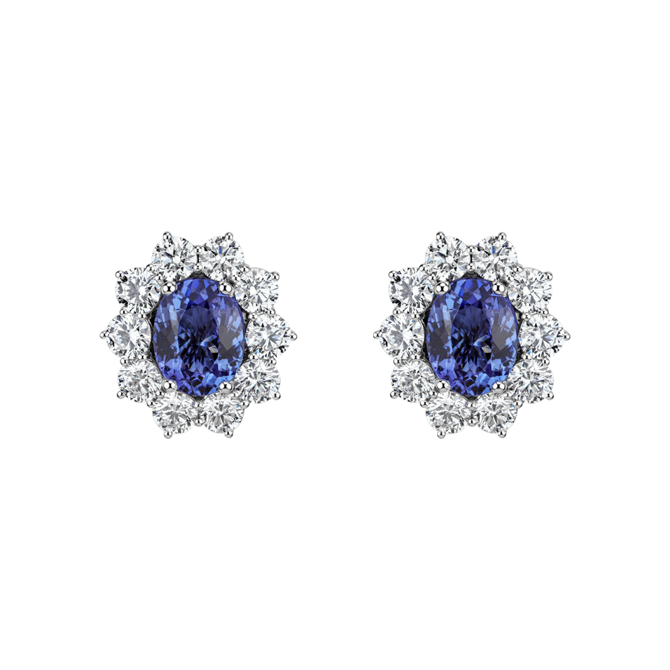 Diamond earrings with Tanzanite Princess