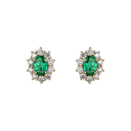 Diamond earrings with Emerald Princess