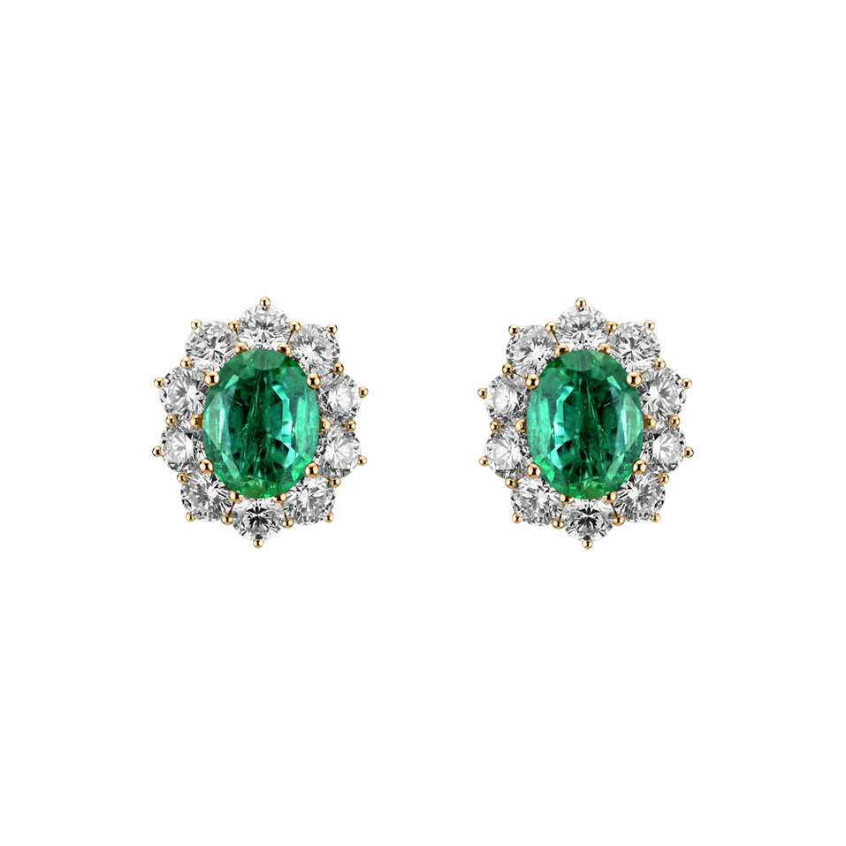Diamond earrings with Emerald Princess