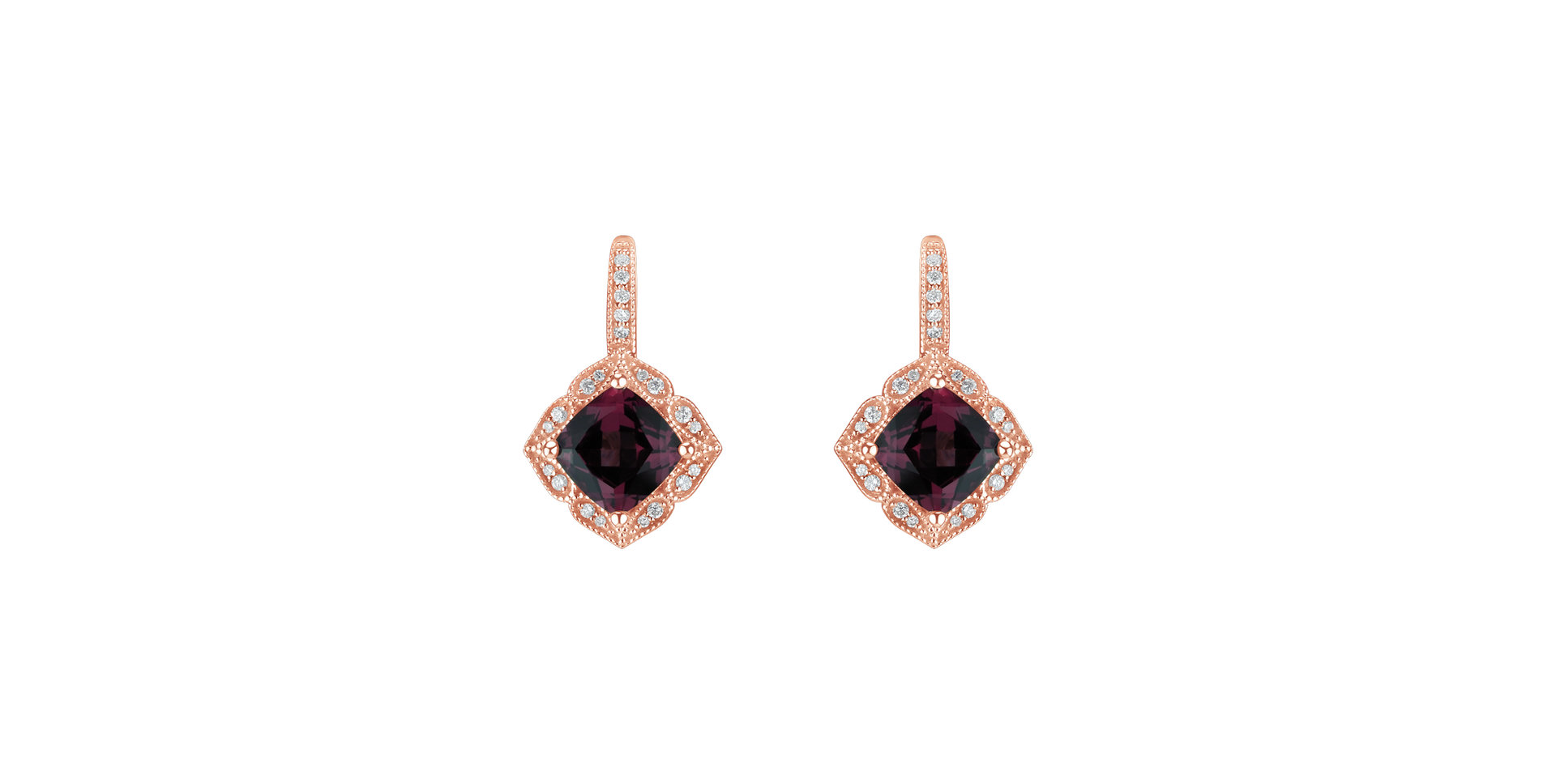 Diamond earrings with Garnet Glamour Queen