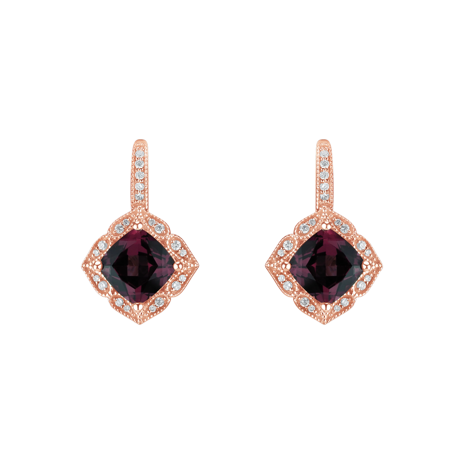 Diamond earrings with Garnet Glamour Queen