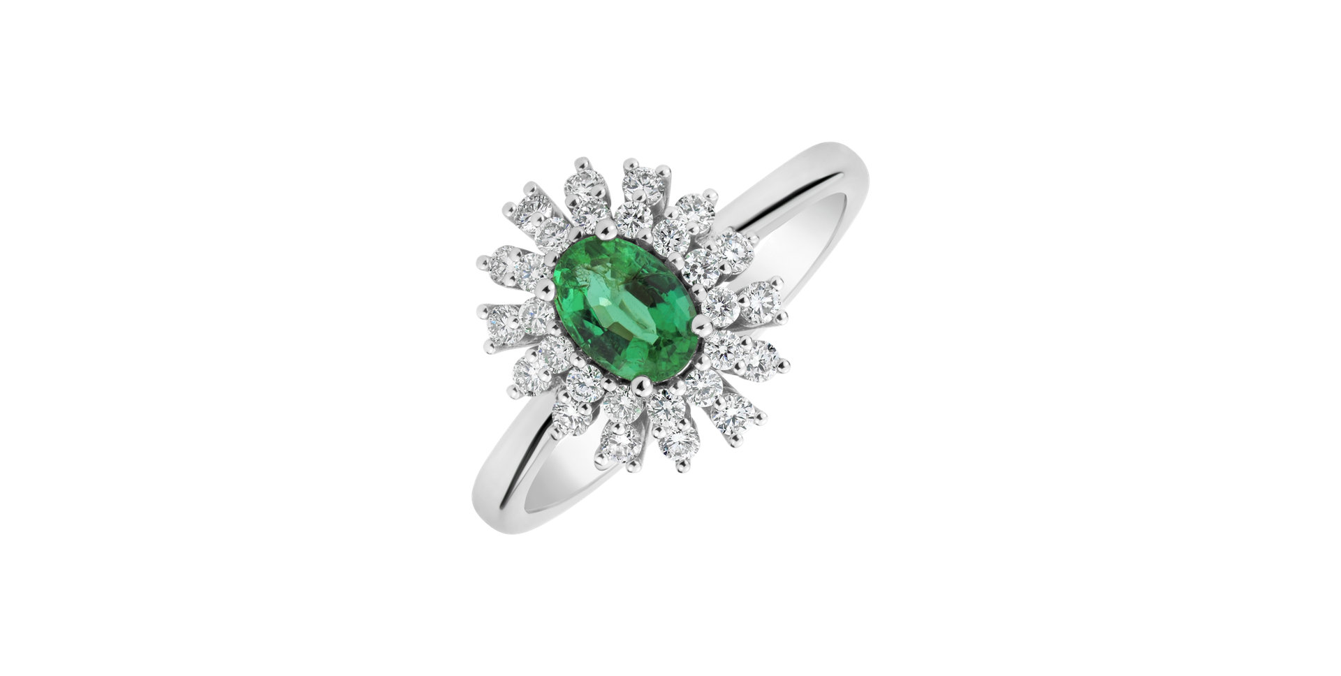 Diamond ring with Emerald Fairytale Goddess