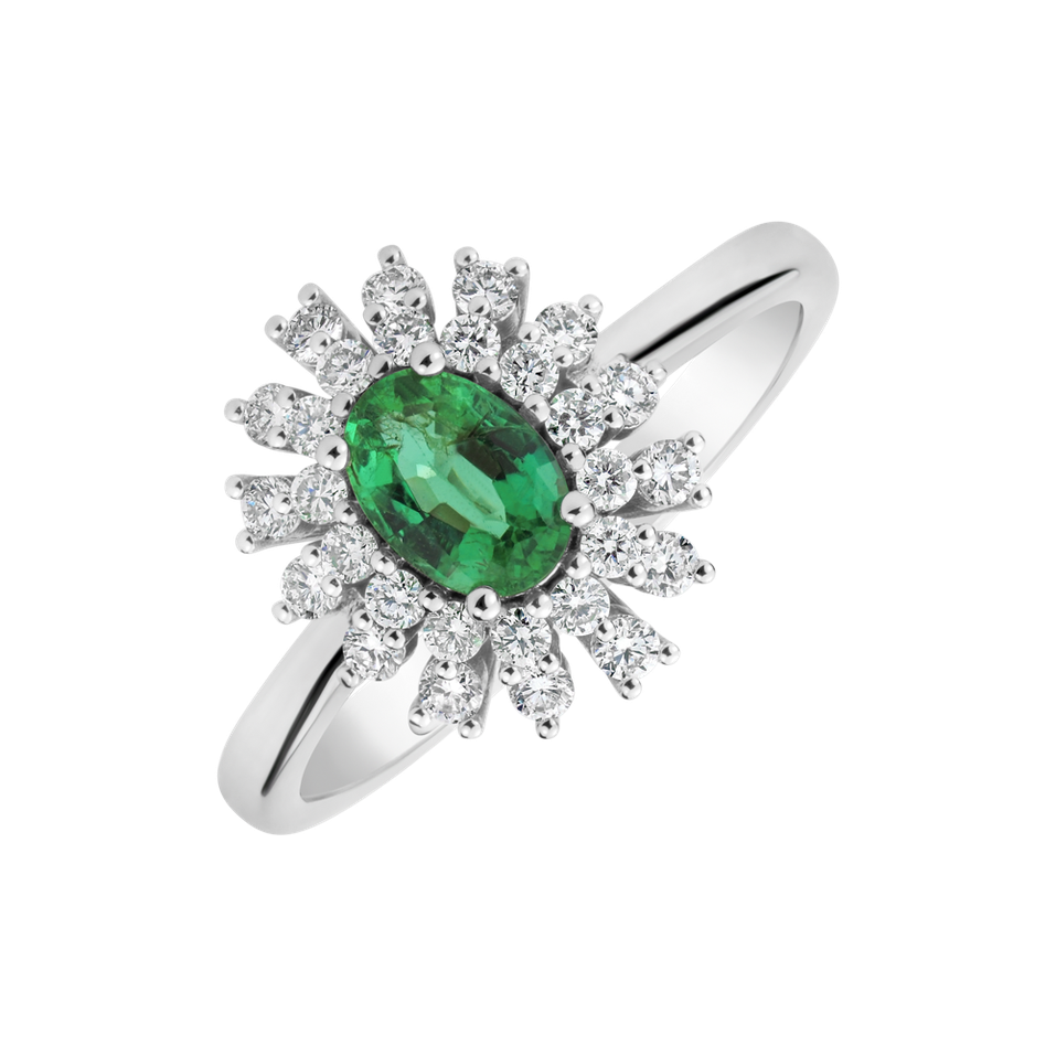 Diamond ring with Emerald Fairytale Goddess