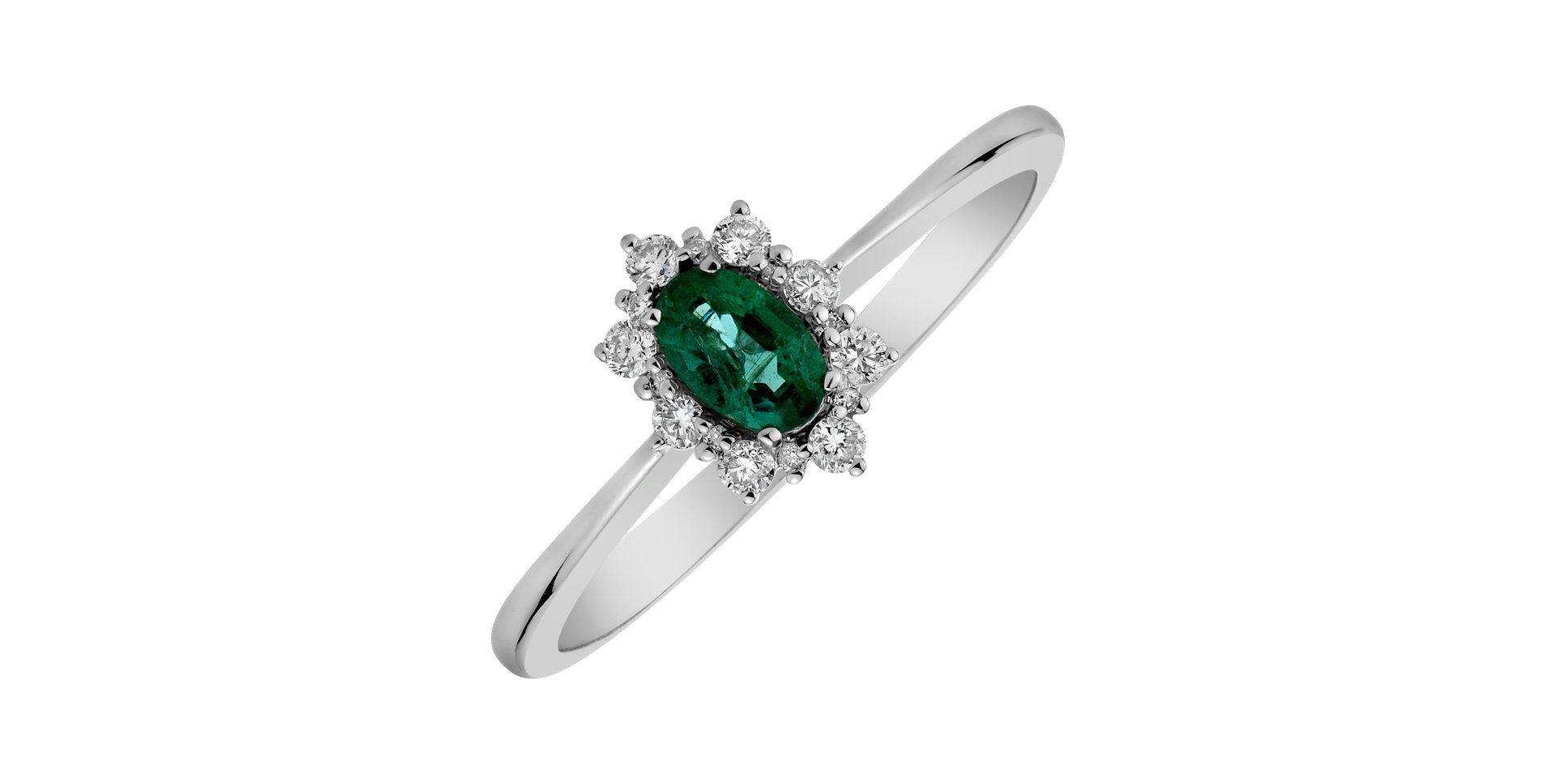 Diamond ring with Emerald Princess