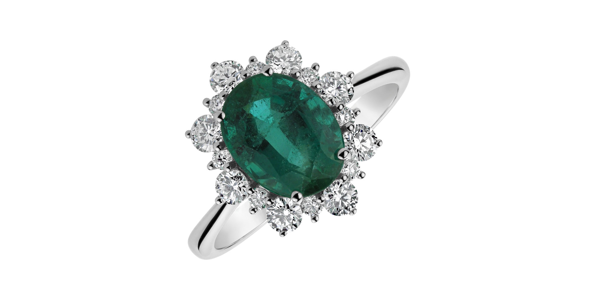 Diamond ring with Emerald Princess