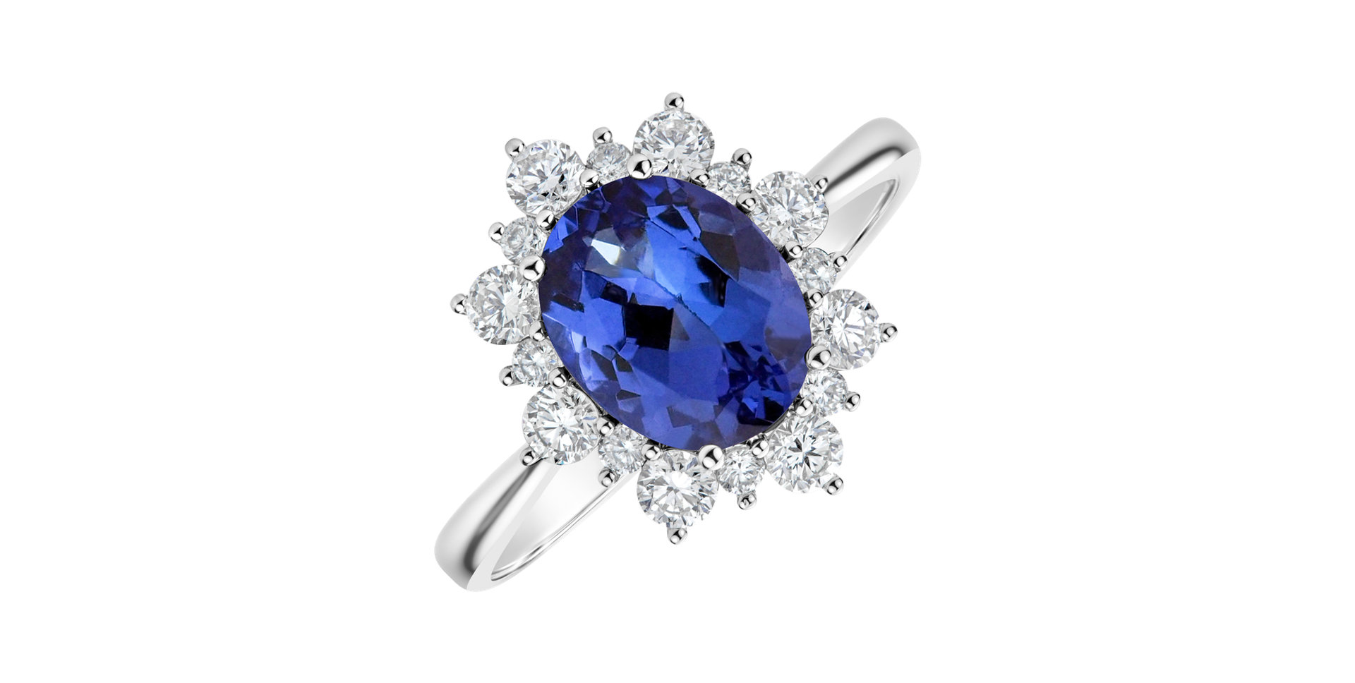 Diamond ring with Tanzanite Princess
