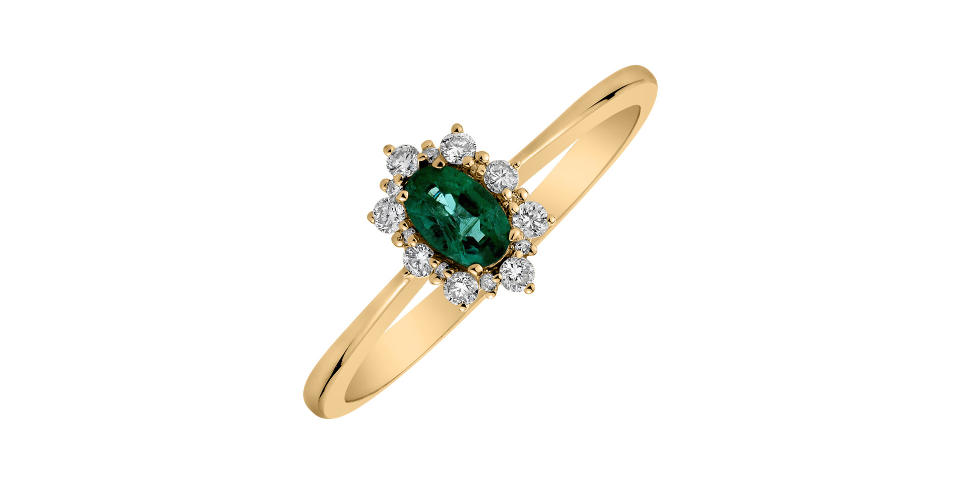 Diamond ring with Emerald Princess
