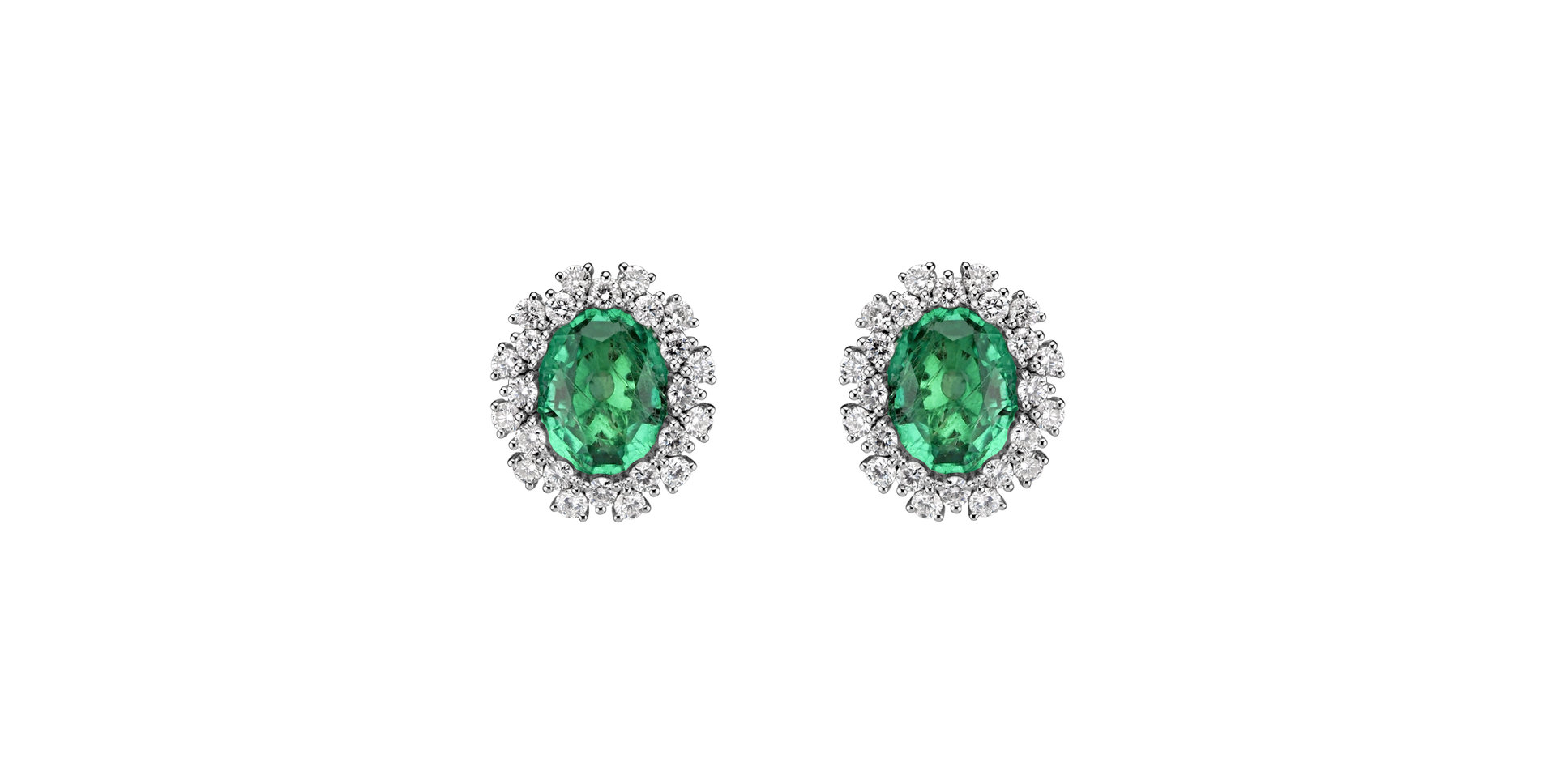 Diamond earrings with Emerald Space Guardian