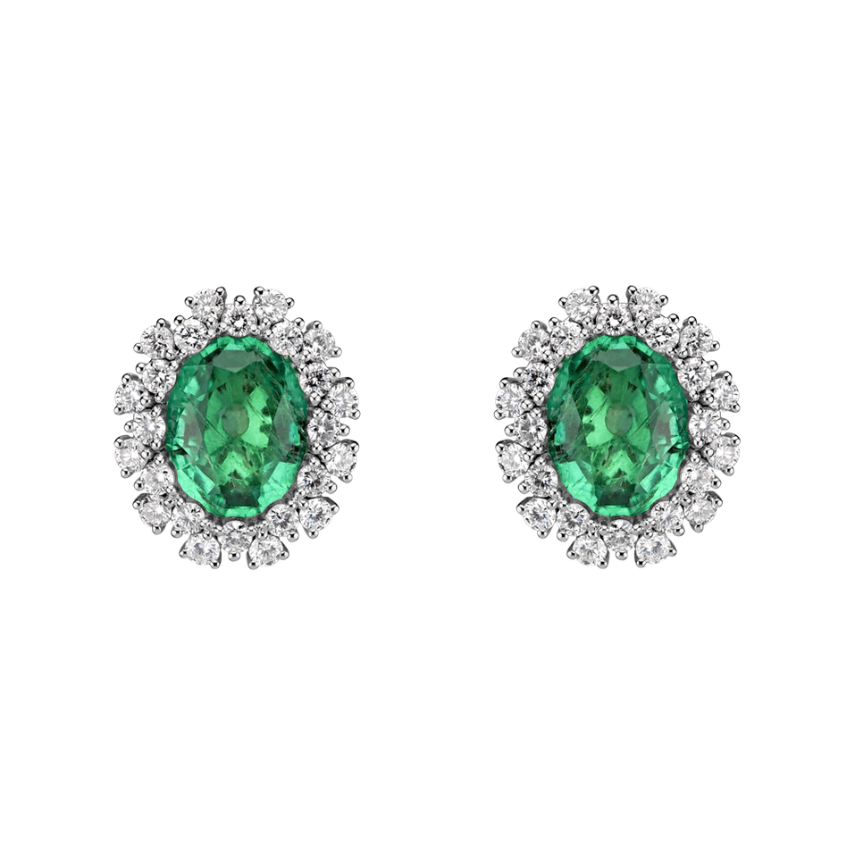 Diamond earrings with Emerald Space Guardian