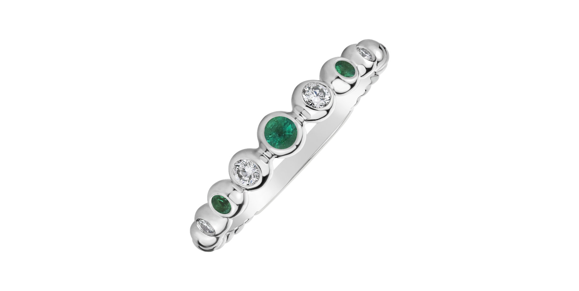 Diamond ring with Emerald Shiny Dots