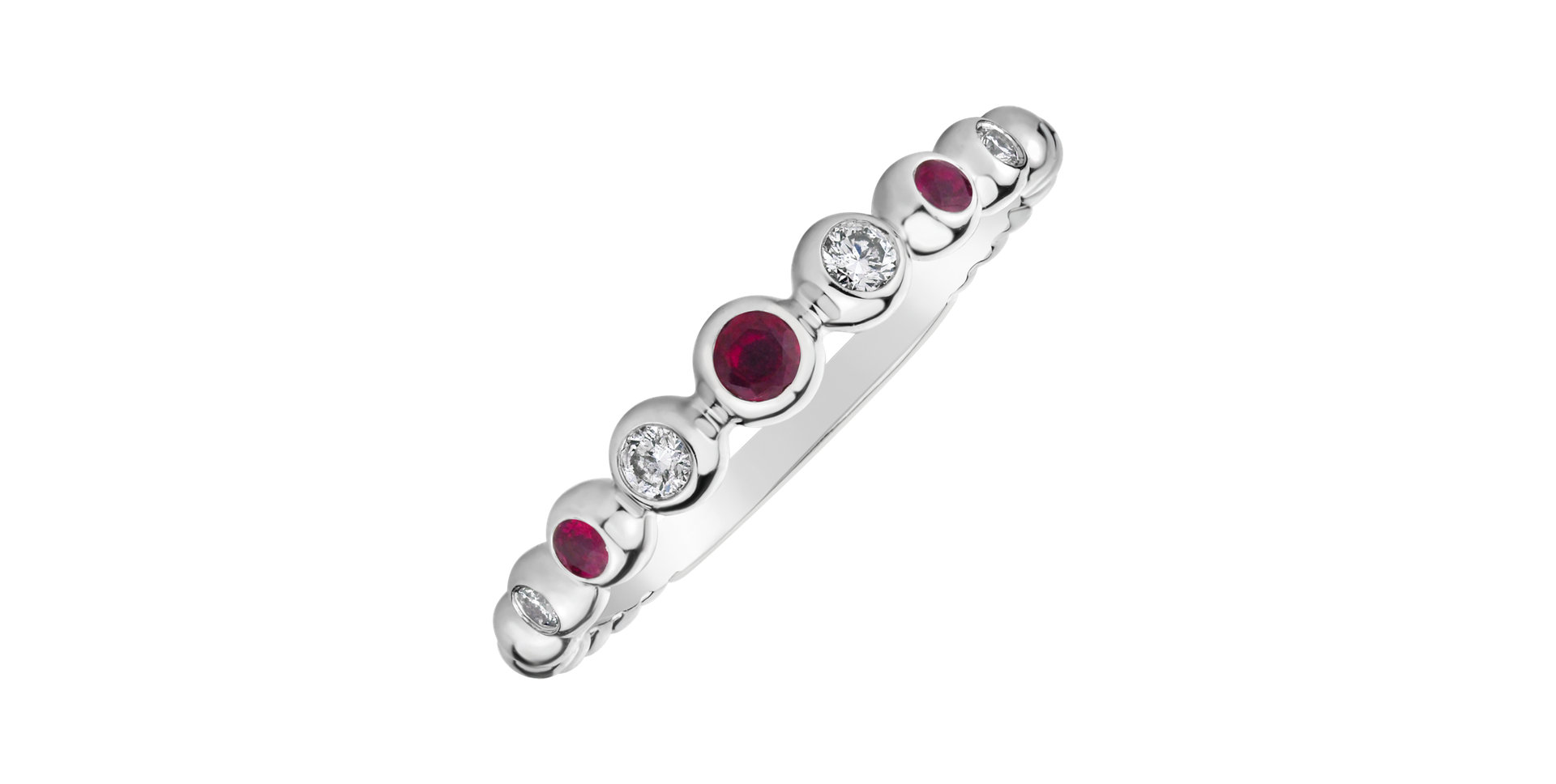 Diamond ring with Ruby Shiny Dots