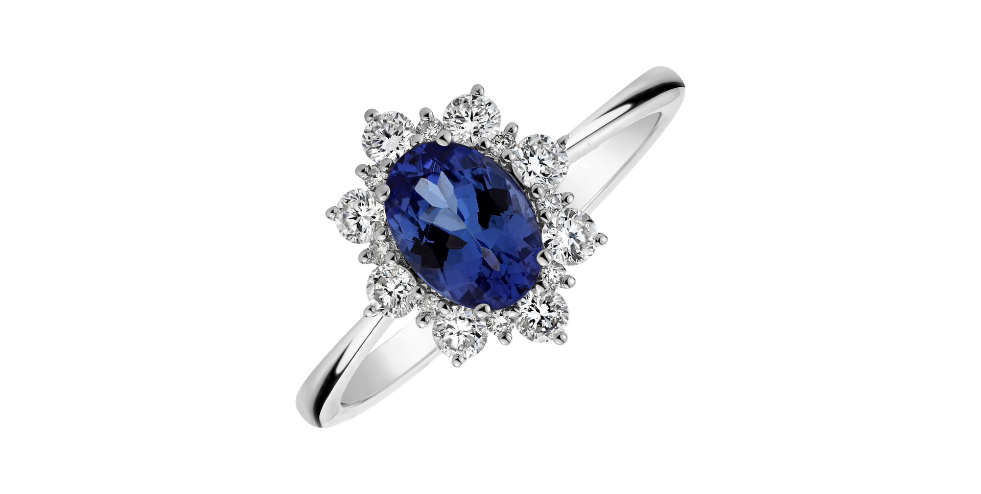 Diamond ring with Tanzanite Princess