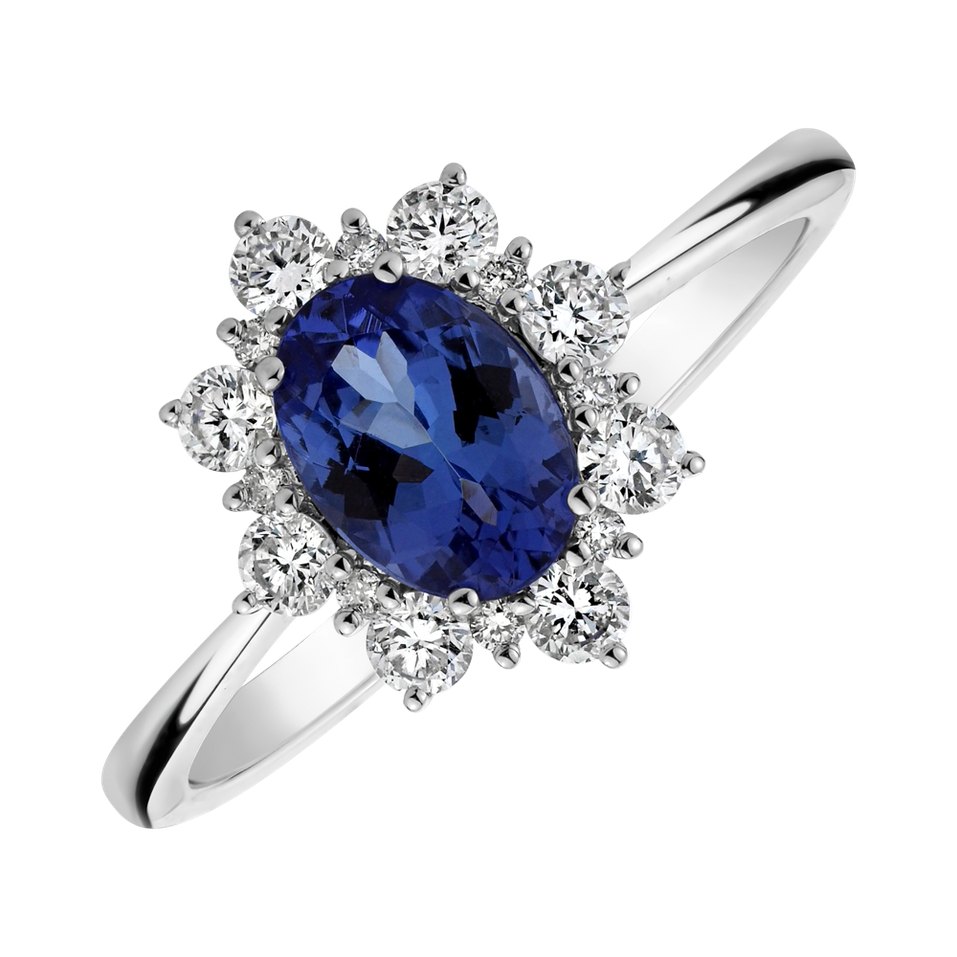 Diamond ring with Tanzanite Princess