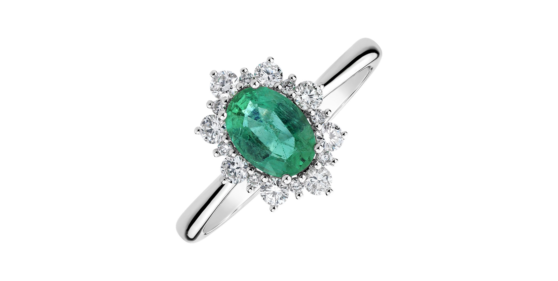Diamond ring with Emerald Princess