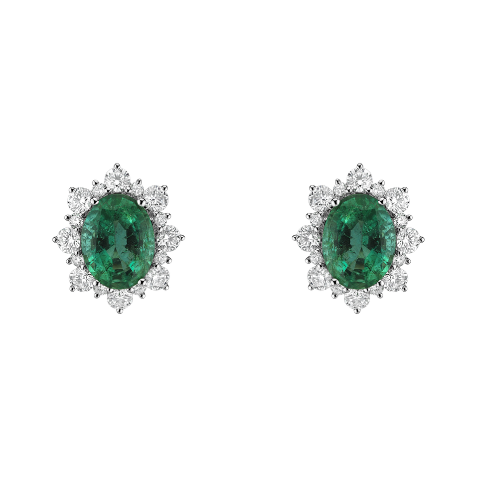 Diamond earrings with Emerald Mary Magdalene