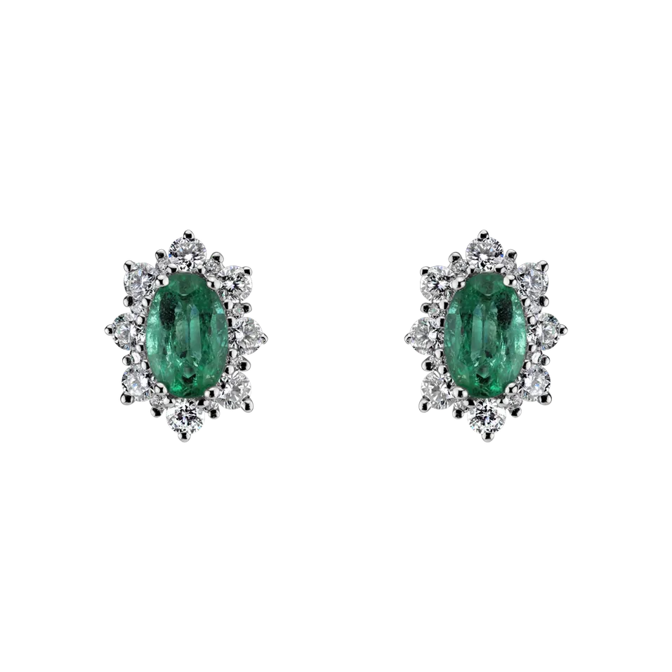 Diamond earrings with Emerald Princess