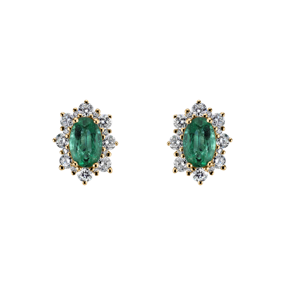 Diamond earrings with Emerald Princess