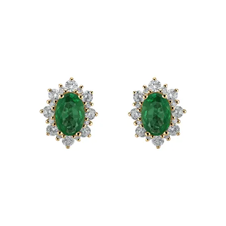 Diamond earrings with Emerald Princess