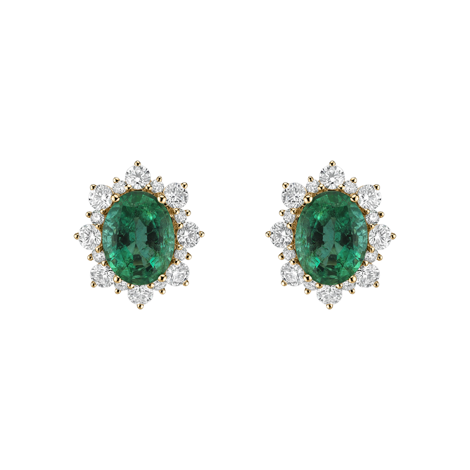 Diamond earrings with Emerald Princess
