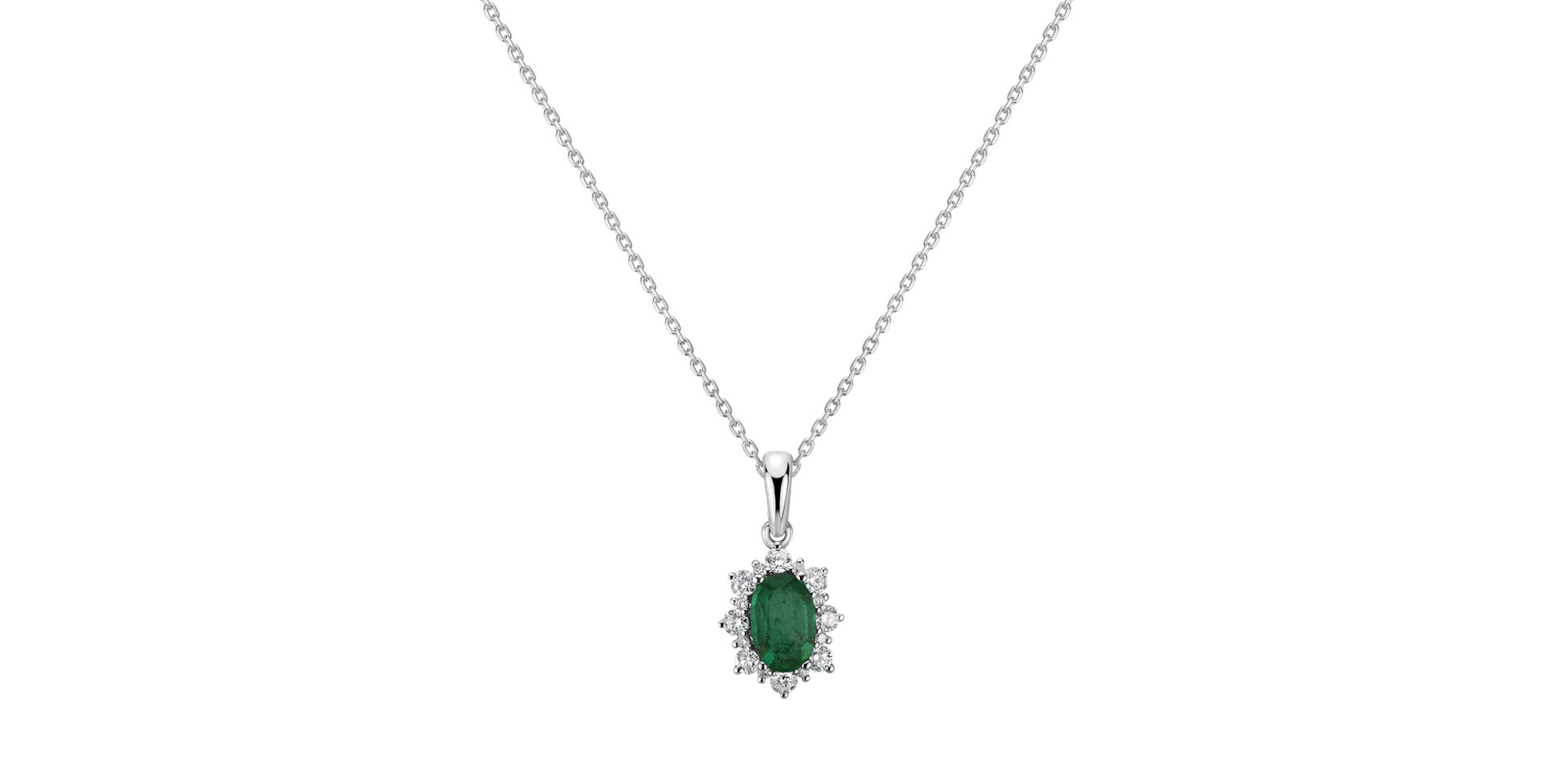 Diamond pendant with Emerald Royal Aurora