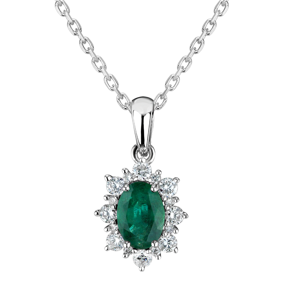 Diamond pendant with Emerald Royal Aurora