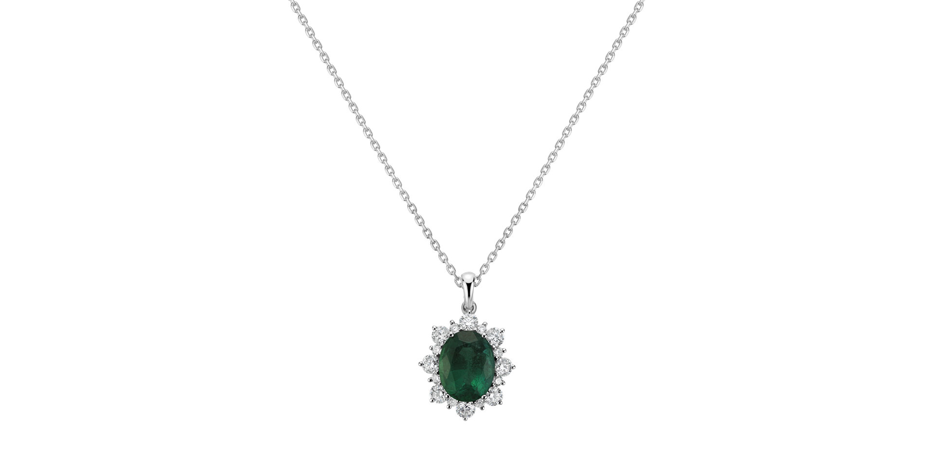 Diamond pendant with Emerald Royal Aurora