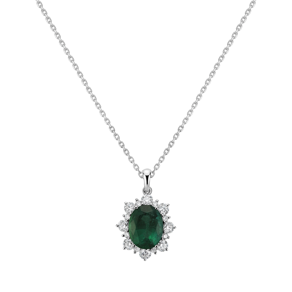 Diamond pendant with Emerald Royal Aurora