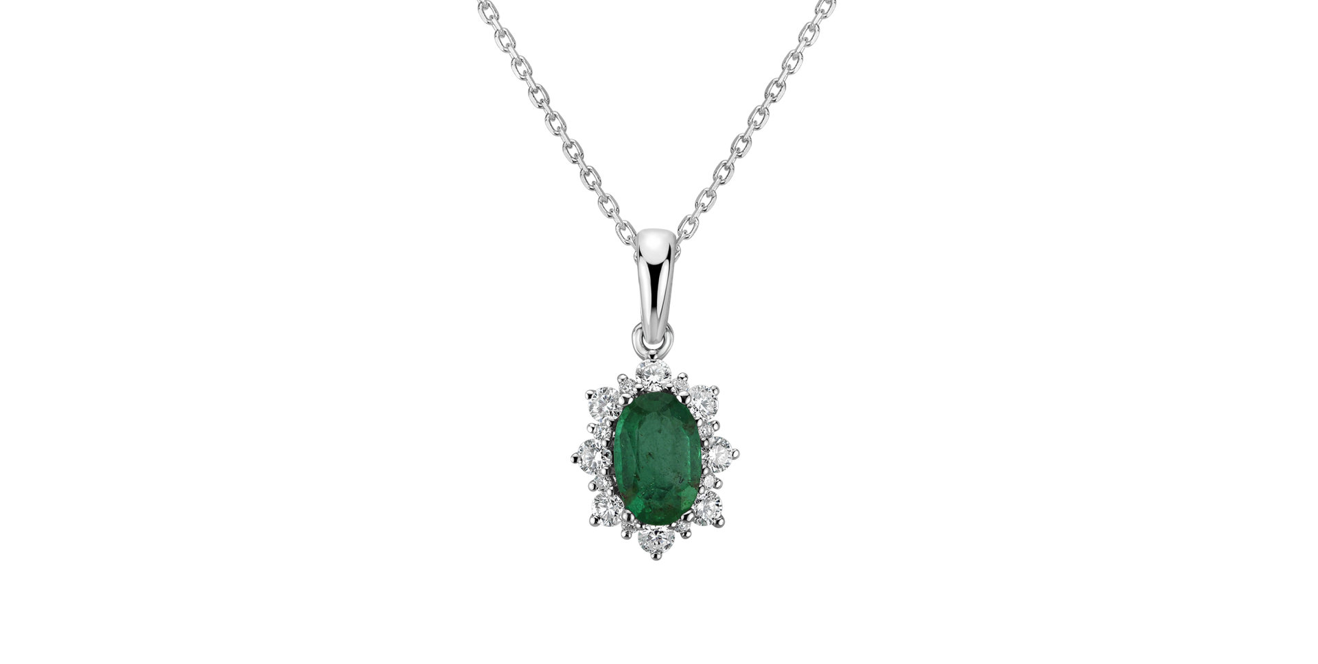 Diamond pendant with Emerald Princess