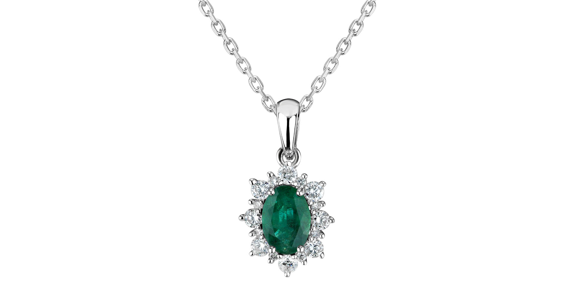 Diamond pendant with Emerald Princess