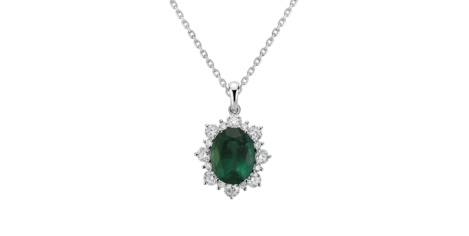 Diamond pendant with Emerald Princess