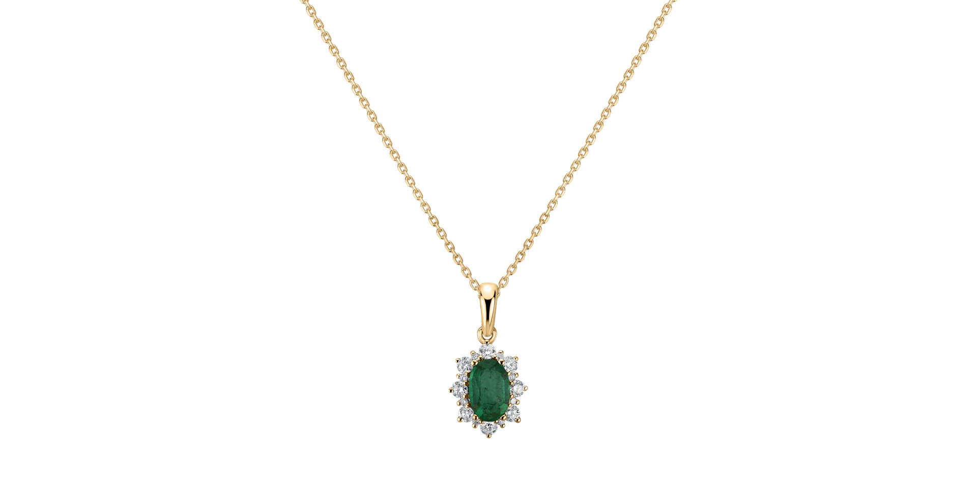 Diamond pendant with Emerald Princess