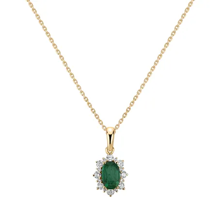 Diamond pendant with Emerald Princess