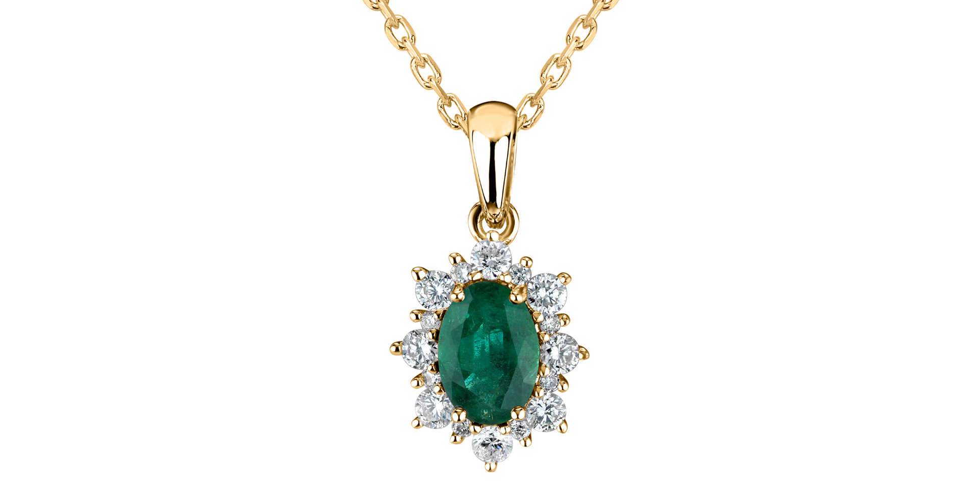 Diamond pendant with Emerald Princess