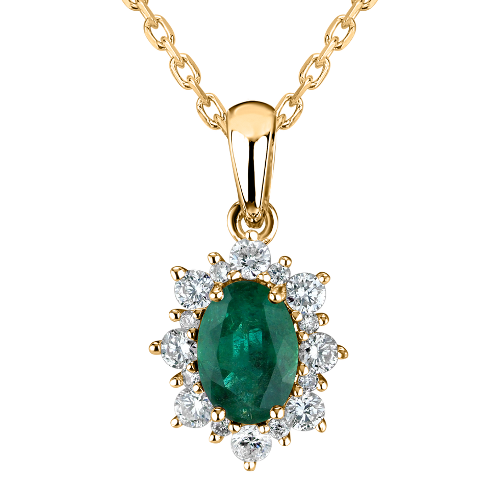 Diamond pendant with Emerald Princess