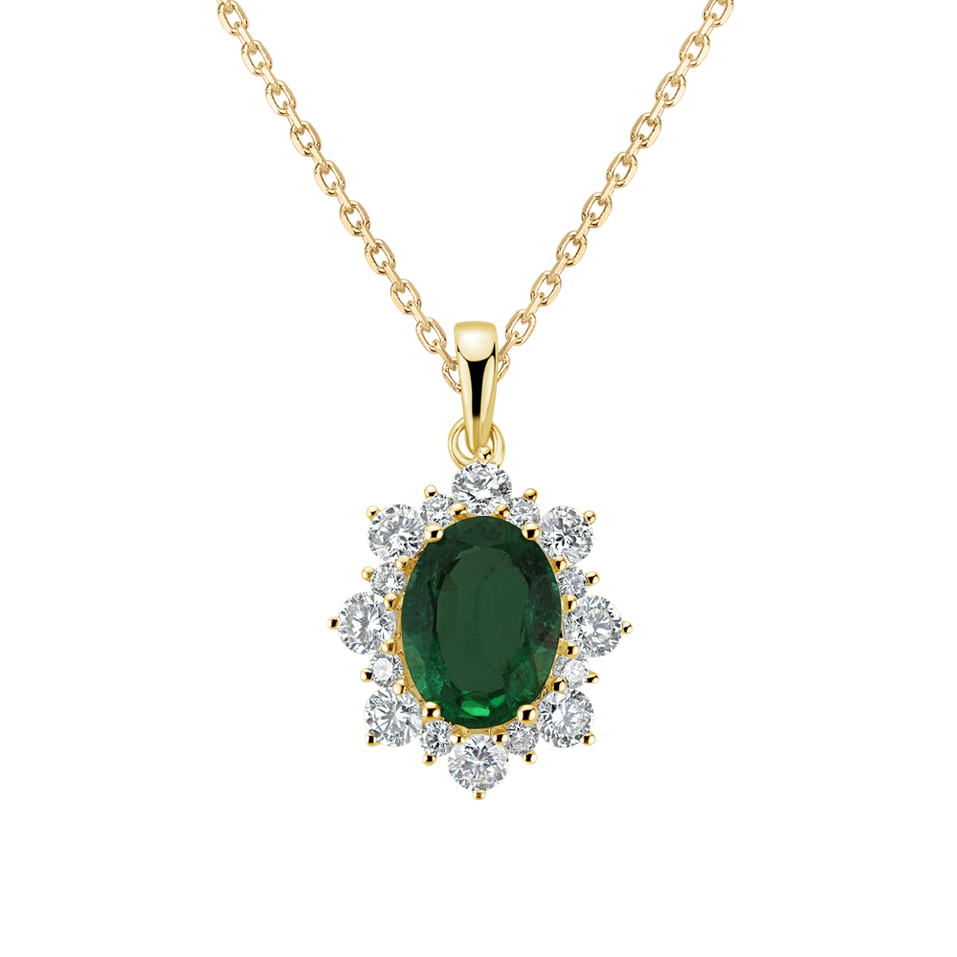 Diamond pendant with Emerald Princess
