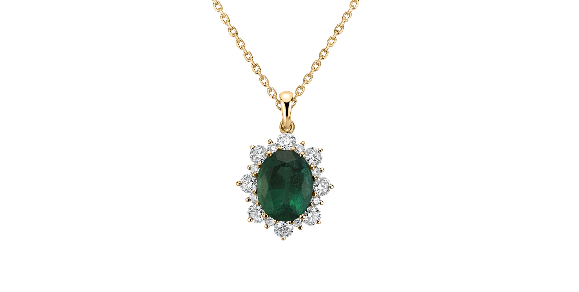 Diamond pendant with Emerald Princess