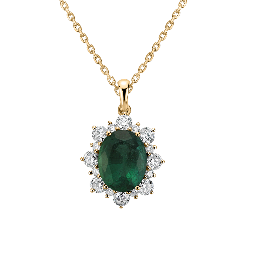 Diamond pendant with Emerald Princess