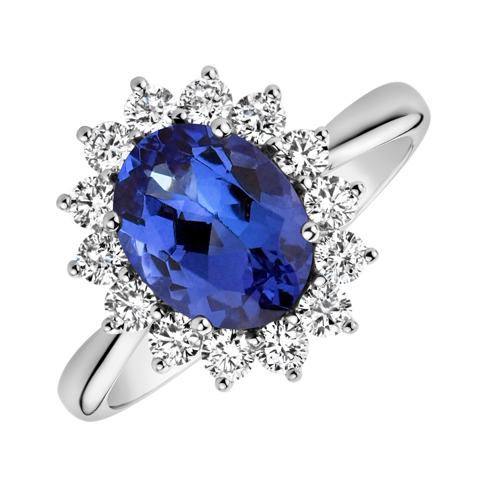 Diamond ring with Tanzanite Princess