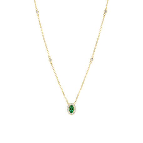 Diamond necklace with Emerald Space Gem