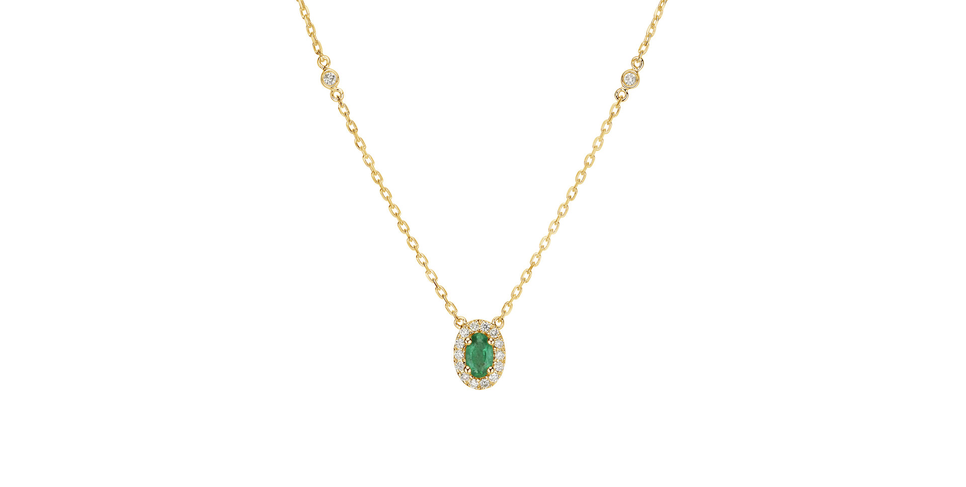 Diamond necklace with Emerald Space Gem