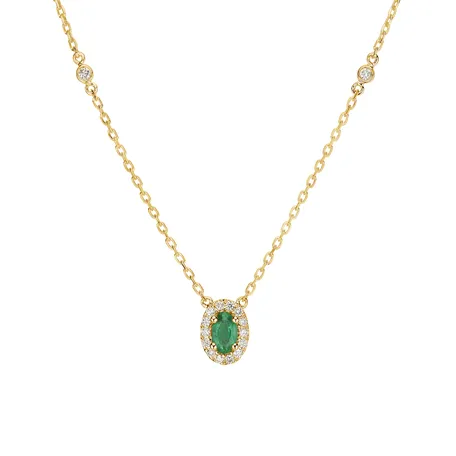 Diamond necklace with Emerald Space Gem