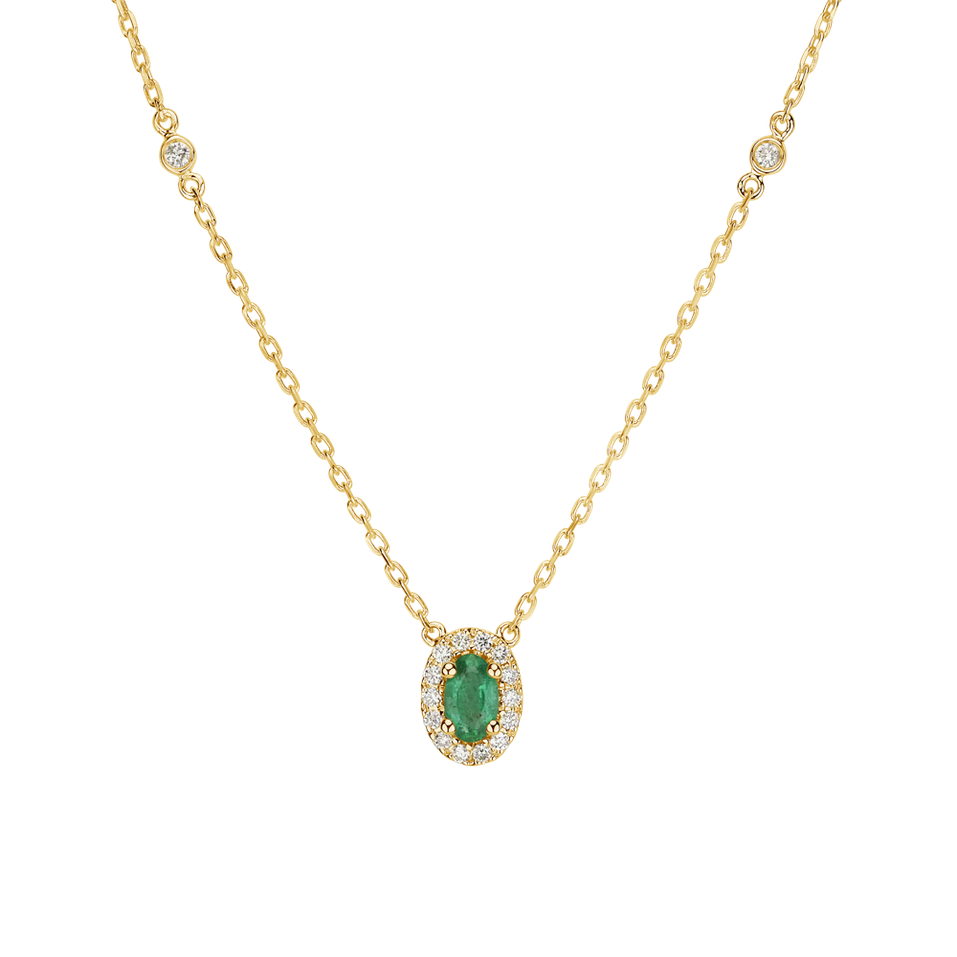 Diamond necklace with Emerald Space Gem
