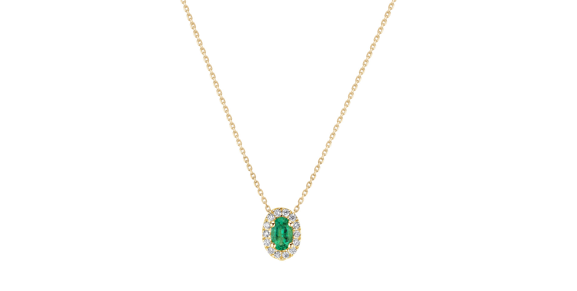 Diamond necklace with Emerald Space Gem