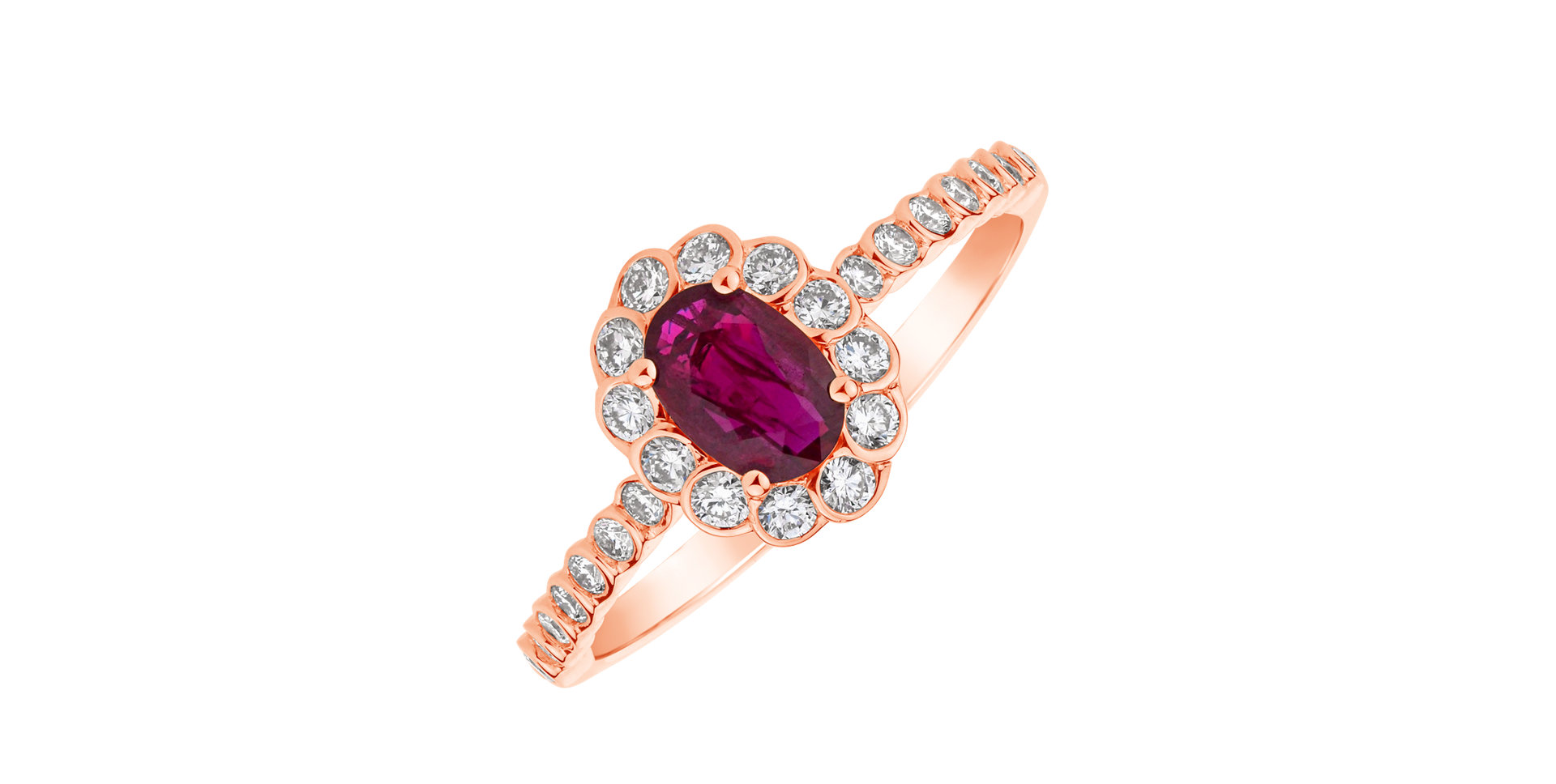 Diamond ring with Ruby Glamour Princess