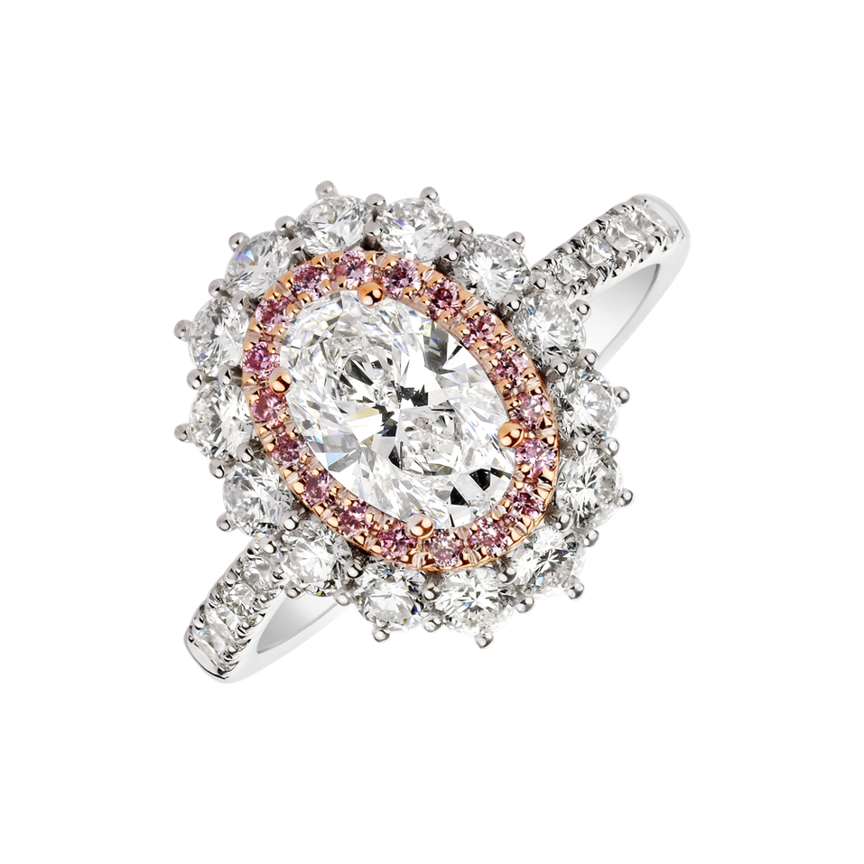 Ring with pink and white diamonds Princess