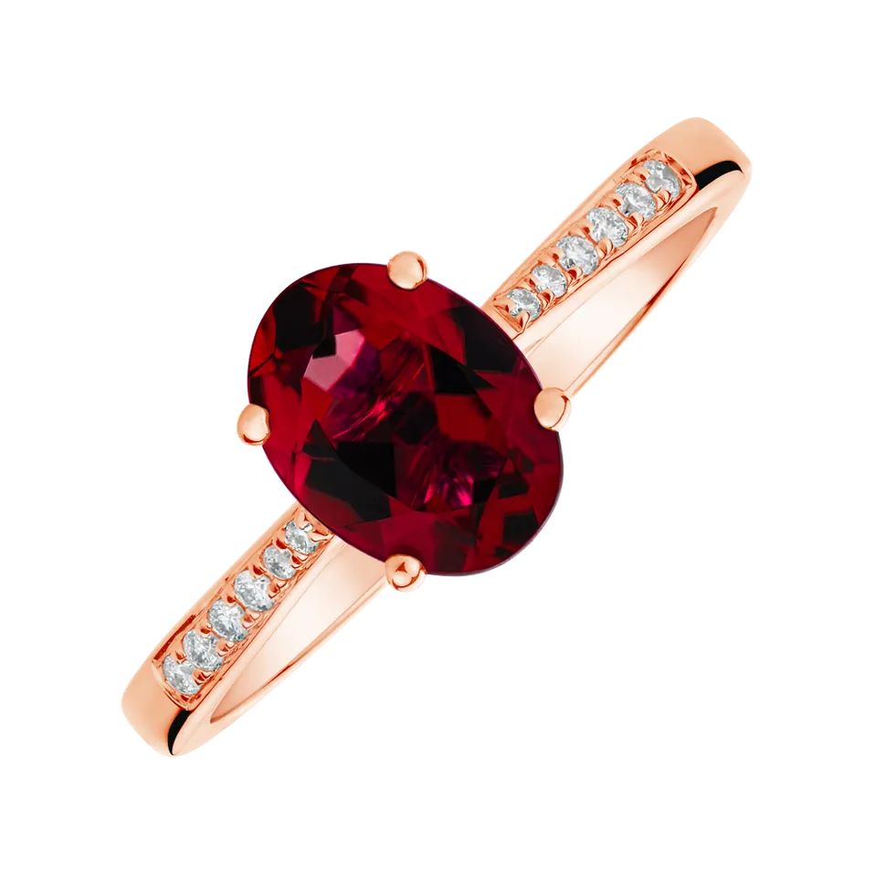 Diamond ring with Rhodolite Bonbon