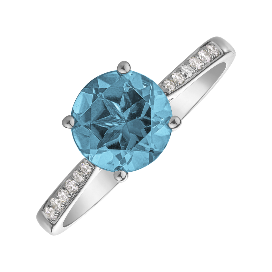 Diamond ring with Topaz Sky Bonbon