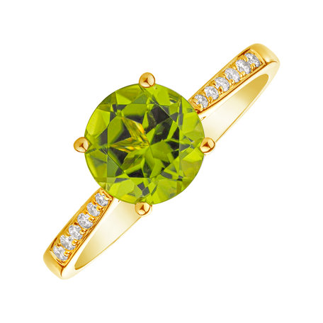Diamond ring with Peridot Bonbon